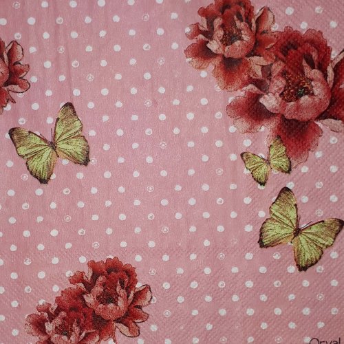 455 "serviette en papier" roses & papillons