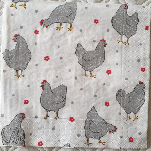 464 "serviette en papier "poules en folie"