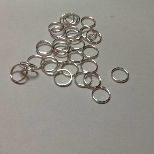 25 anneaux double 4 mm argenté 