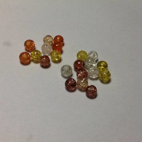 20 perles en verre craquelés 8 mm 