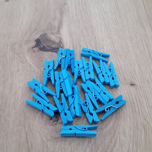 20 mini pince à linge bleu clair