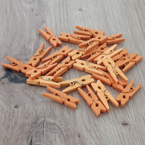 20 mini pinces à linge orange