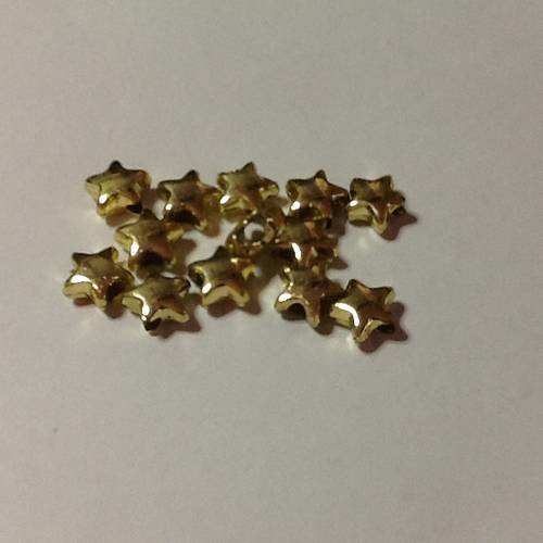 15 perles étoiles doré acrylique 