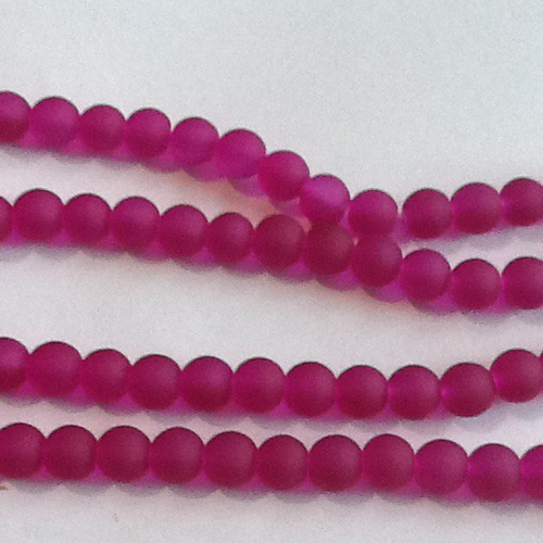 40 perles en verre givré violet  8 mm