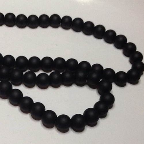 20 perles en verre 6 mm givré noir