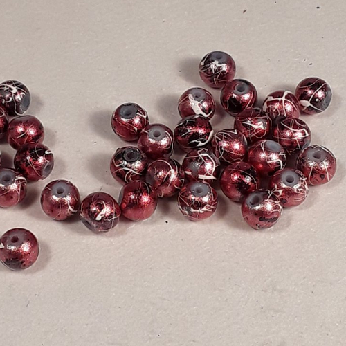 20 perles en verre drawbench 6 mm rose foncé