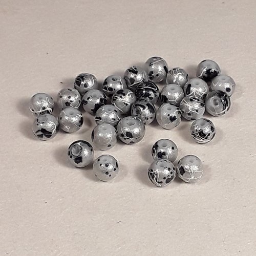 20 perles en verre 6 mm drawbench gris