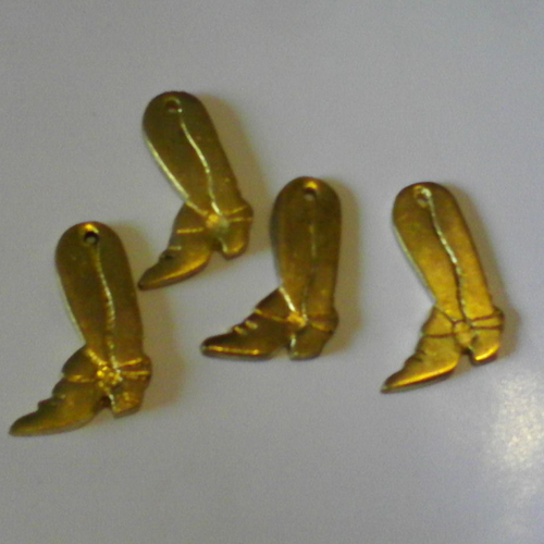 4 breloques botte en métal doré