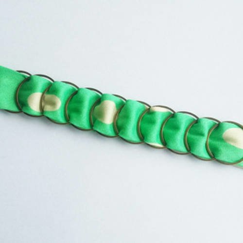 Bracelet anneaux bronze et tissus vert / collection été 2018 