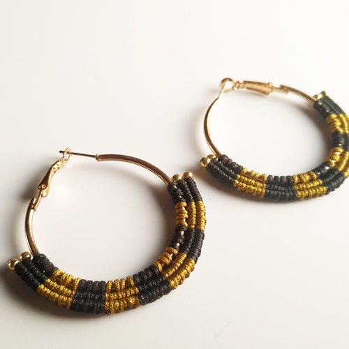Boucles d'oreilles macramé créoles