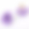 2 pompons fleur en tissu violet