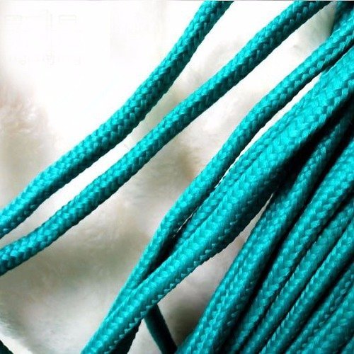 Cordon tissé polyester turquoise 6 mm