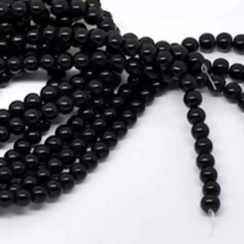 20 perles en verre noir