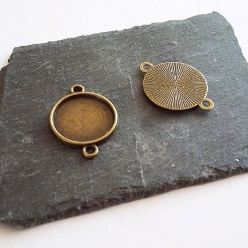 2 supports cabochons 16 mm bronze