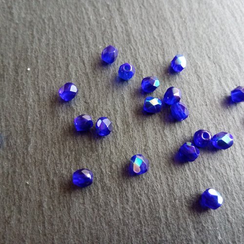 Perles facettes irisées 4mm en verre autrichien x20