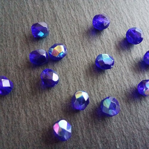 Perles facettes irisées 6mm en verre autrichien x15