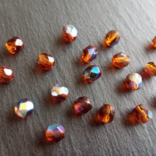 Perles facettes irisées 6mm en verre autrichien x15