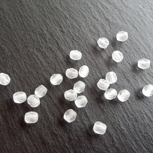 Perles facettes givrées 4mm en verre autrichien x20