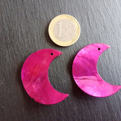 Sequins pendentifs de nacre lune rose x2