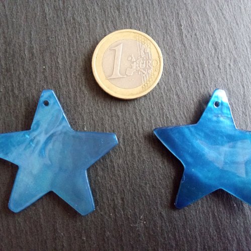 Sequins pendentifs de nacre étoile bleu x2