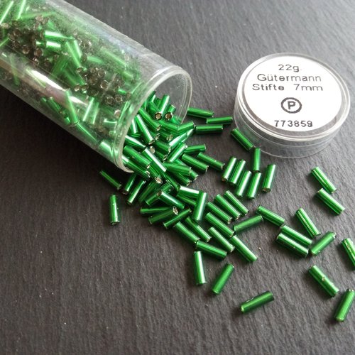 Perles tubes 7mm bugle vert