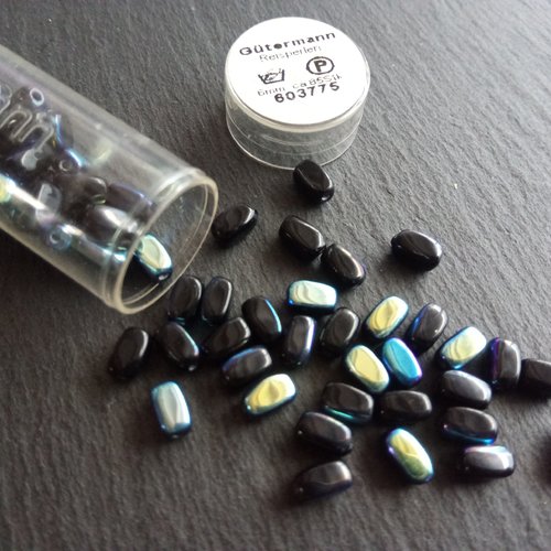 Perles de verre grain de riz x20 noir