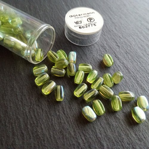Perles de verre grain de riz x20 vert