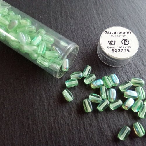 Perles de verre grain de riz x20 vert