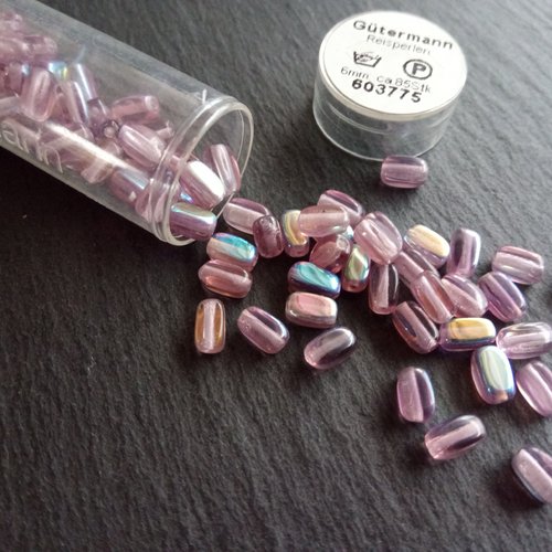 Perles de verre grain de riz x20 violet