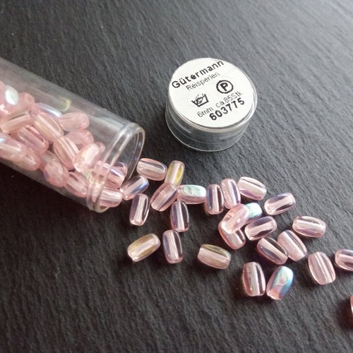 Perles de verre grain de riz x20 rose