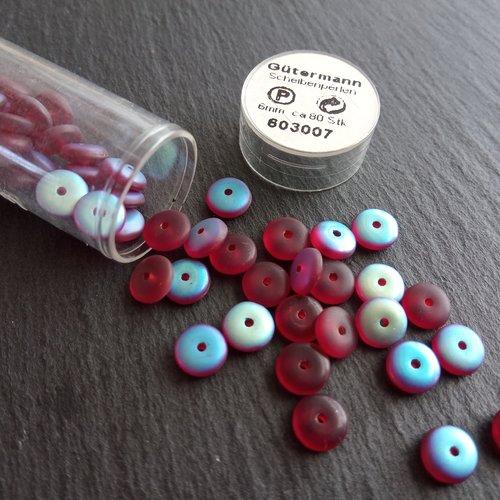 Perles rondelles en verre 6 mm x20 magenta