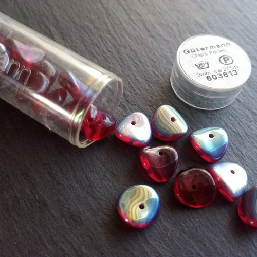 Perles intercalaires chips en verre 9 mm x12 rondelles