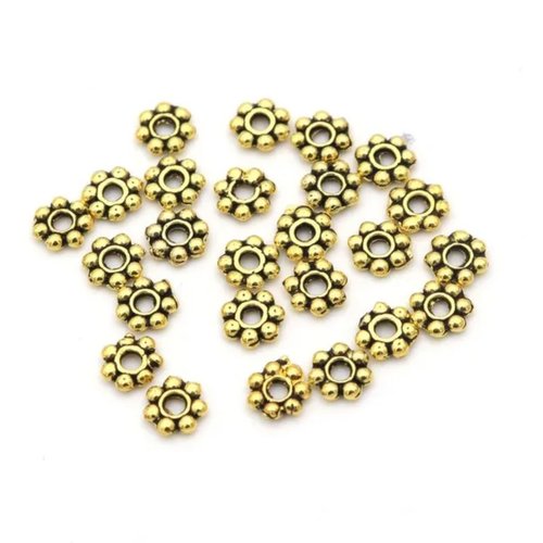 10 perles rondelles d'espacement métal fleur