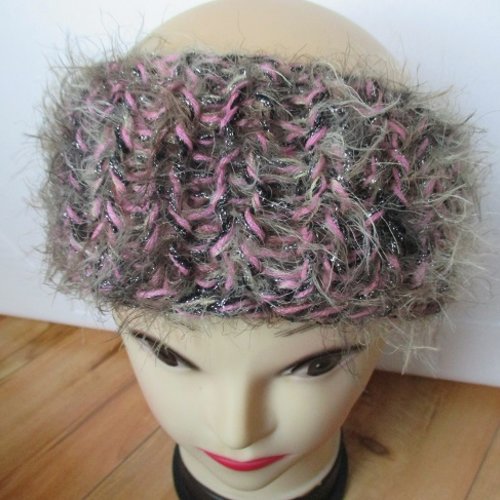 Bandeau en laine rose, bandeau ski au tricot, cache oreille , serre tête, headband laine, cadeau maîtres