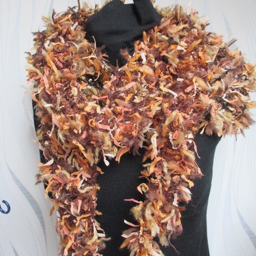 Grande écharpe femme marron beige orangé