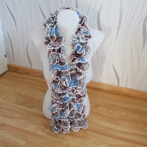 Écharpe femme bleu marron