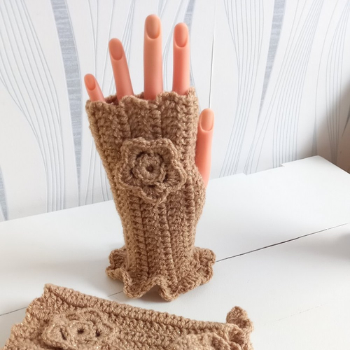 Mitaines femme beige