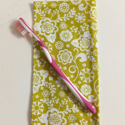 Étui brosse à dents fleuri, housse brosse à dents en coton motif fleurs vert et blanc, cadeau