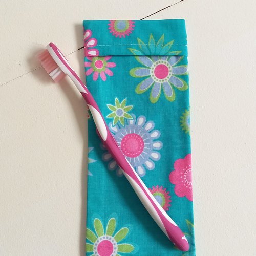 Étui brosse à dents, housse brosse à dents en coton motif fleuri, cadeau