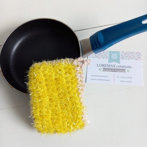 Éponge doublée jaune tawashi vaisselle lavable et réutilisable - Un grand  marché