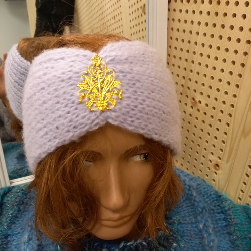 Bandeau en laine mauve pour femme