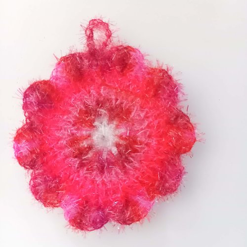 Eponge de douche ou vaisselle, gratounette, ecoresponsable, éponge rose et rouge marbré