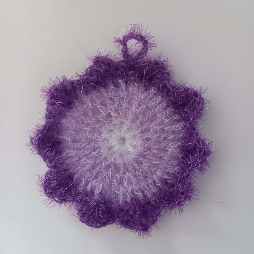Eponge de douche ou vaisselle, fleur de douche, gratounette, ecoresponsable, éponge mauve et violette