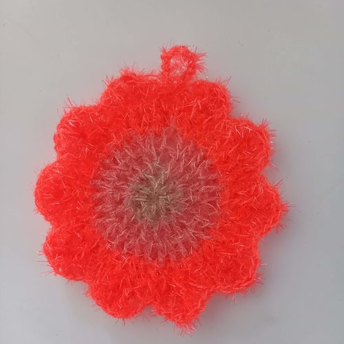 Eponge de douche ou vaisselle, gratounette, ecoresponsable, éponge orange fluo et saumon