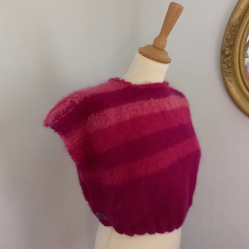Pull sans manches en laine couleur framboise, taille unique