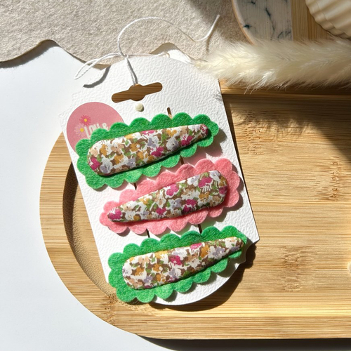 Barrettes bébé brodées à la main, lin et feutrine, accessoires cheveux enfant, idée cadeau naissance