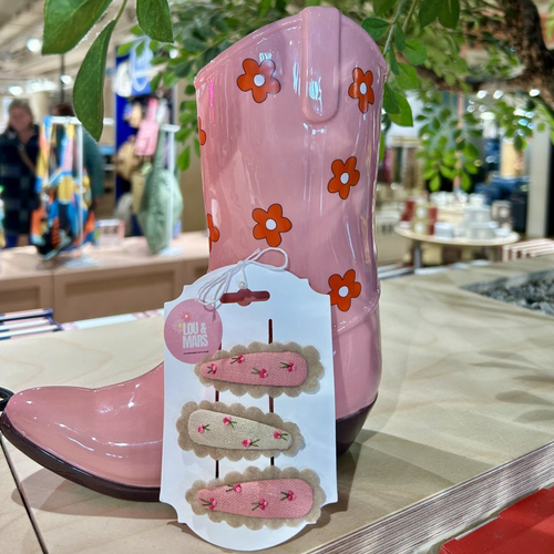 Barrettes bébé brodées à la main, lin et feutrine,3 accessoires cheveux enfant, idée cadeau naissance