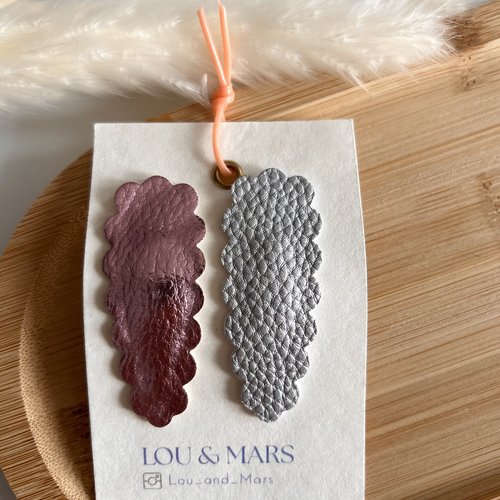 Lot de 2 barrettes en simili cuir 6 cm – douces et élégantes