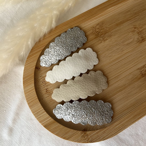 Lot de 4 barrettes bébé fille simili cuir 6 cm – pinces clic-clac faites main – accessoire cheveux – cadeau naissance