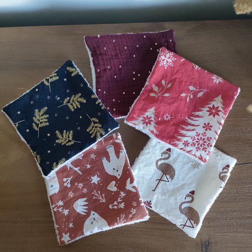 Lot de 5 lingettes réutilisables